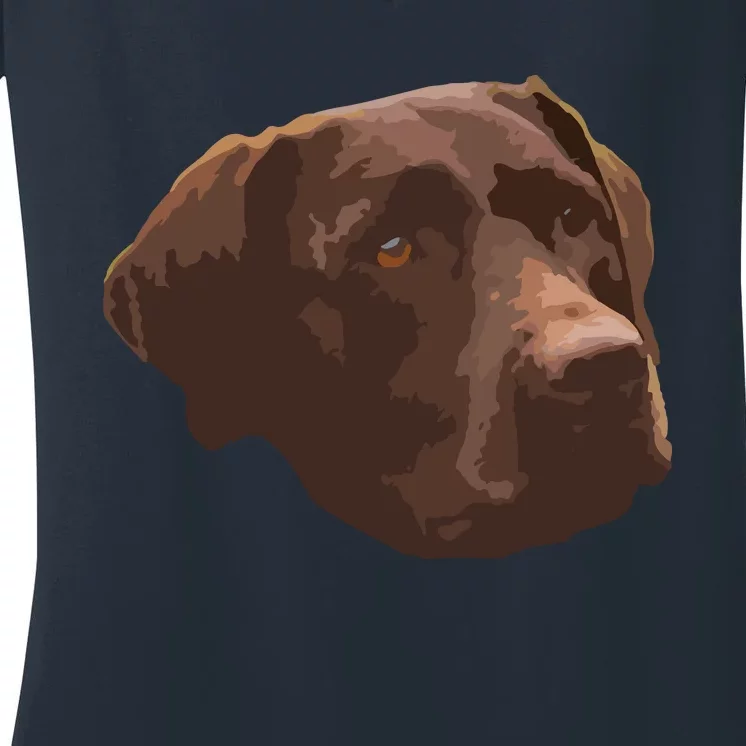 Funny Chocolate Lab Labrador Retriever Dog Head Women's V-Neck T-Shirt