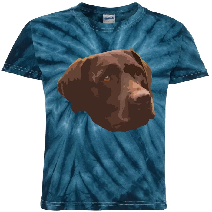 Funny Chocolate Lab Labrador Retriever Dog Head Kids Tie-Dye T-Shirt