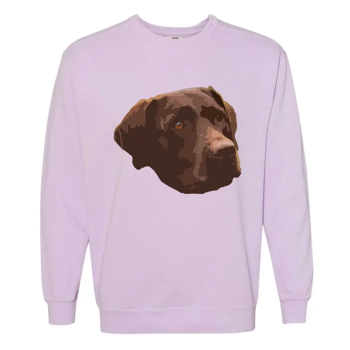 Funny Chocolate Lab Labrador Retriever Dog Head Garment-Dyed Sweatshirt