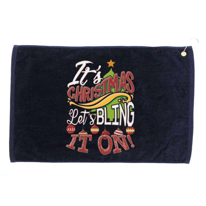 Funny Christmas Let's Bling It On Decorating Santa Elf Funny Gift Grommeted Golf Towel