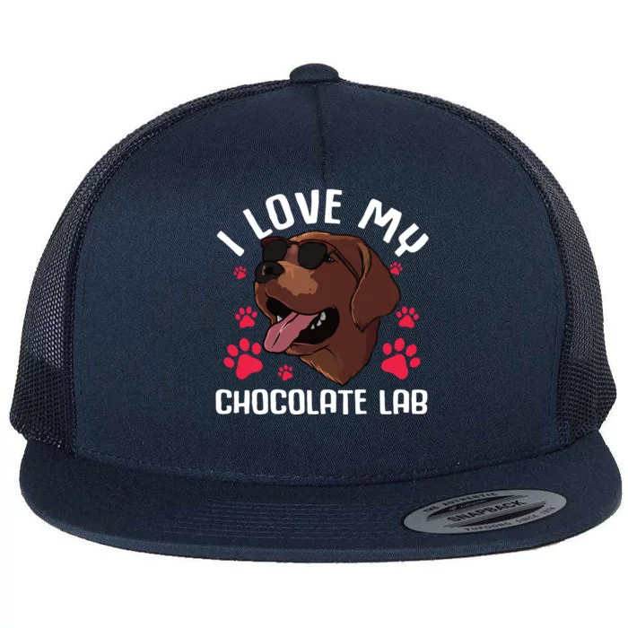 Funny Chocolate Labrador Retriever Gift Men Women Lab Lover Flat Bill Trucker Hat