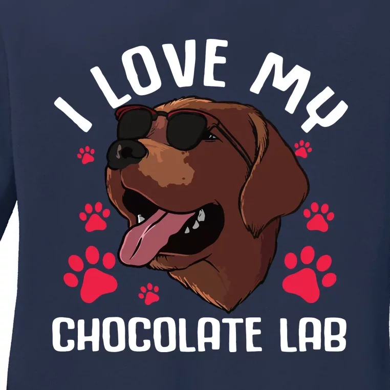 Funny Chocolate Labrador Retriever Gift Men Women Lab Lover Ladies Long Sleeve Shirt