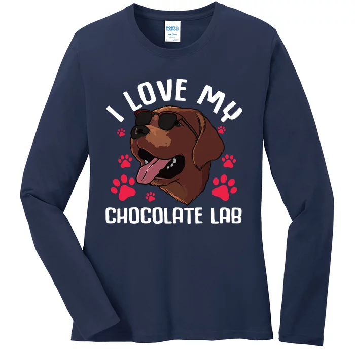 Funny Chocolate Labrador Retriever Gift Men Women Lab Lover Ladies Long Sleeve Shirt