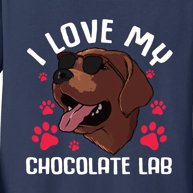 Funny Chocolate Labrador Retriever Gift Men Women Lab Lover Kids Long Sleeve Shirt