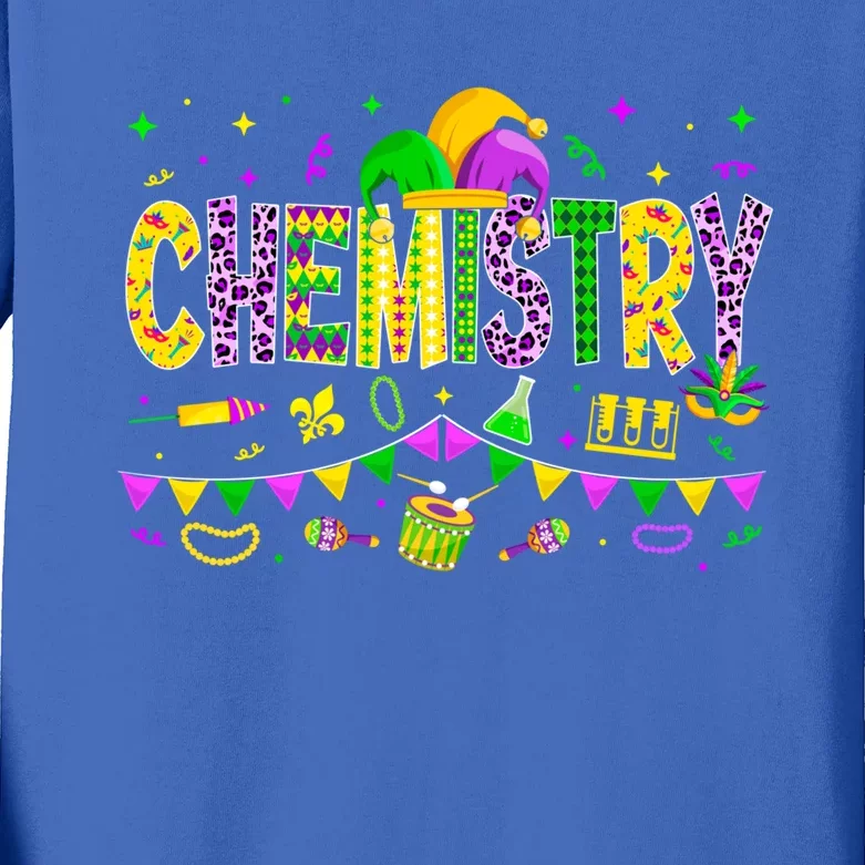 Funny Chemistry Lover Mardi Gras Carnival Party Gift Kids Long Sleeve Shirt