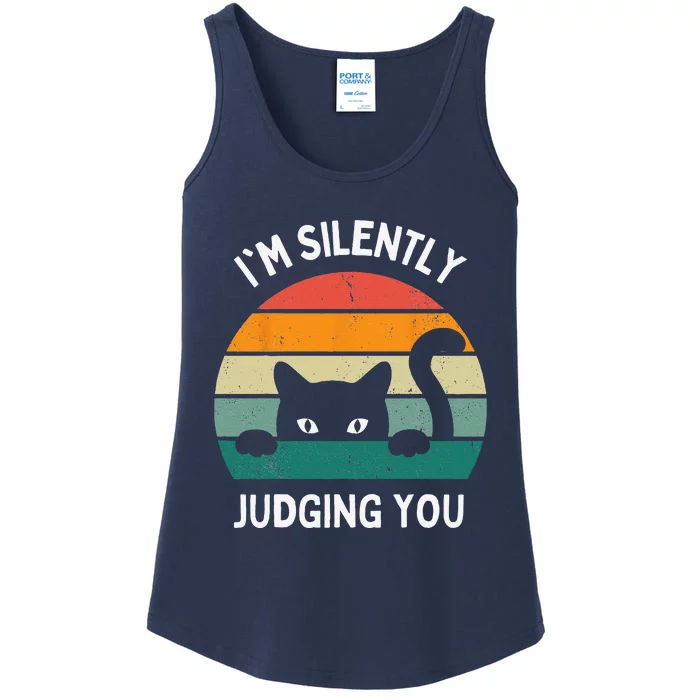 Funny Cats Lover Gifts Im Silently Judging You Black Cat Ladies Essential Tank