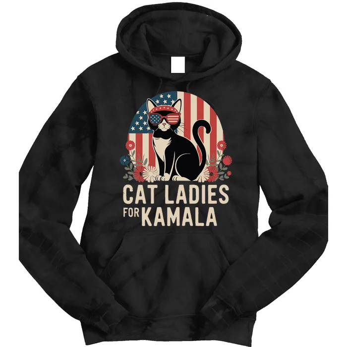 Funny Cat Ladies For Kamala Harris President Election Women Tie Dye Hoodie