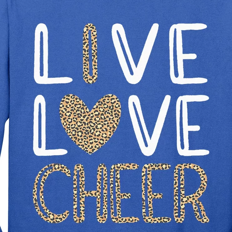 Funny Cheerleading Leopard Cheetah Print Love Cheer Tall Long Sleeve T-Shirt