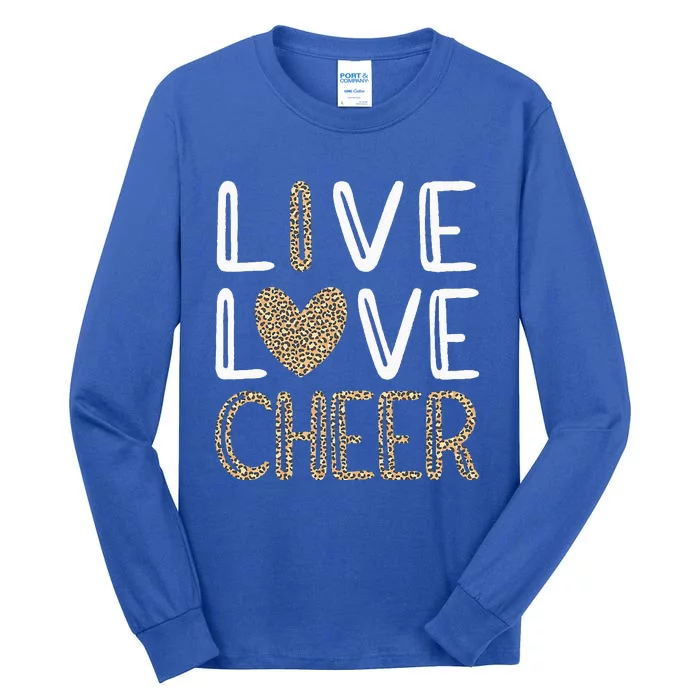 Funny Cheerleading Leopard Cheetah Print Love Cheer Tall Long Sleeve T-Shirt