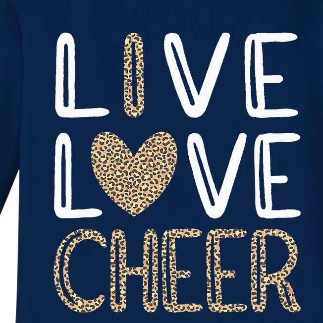 Funny Cheerleading Leopard Cheetah Print Love Cheer Baby Long Sleeve Bodysuit