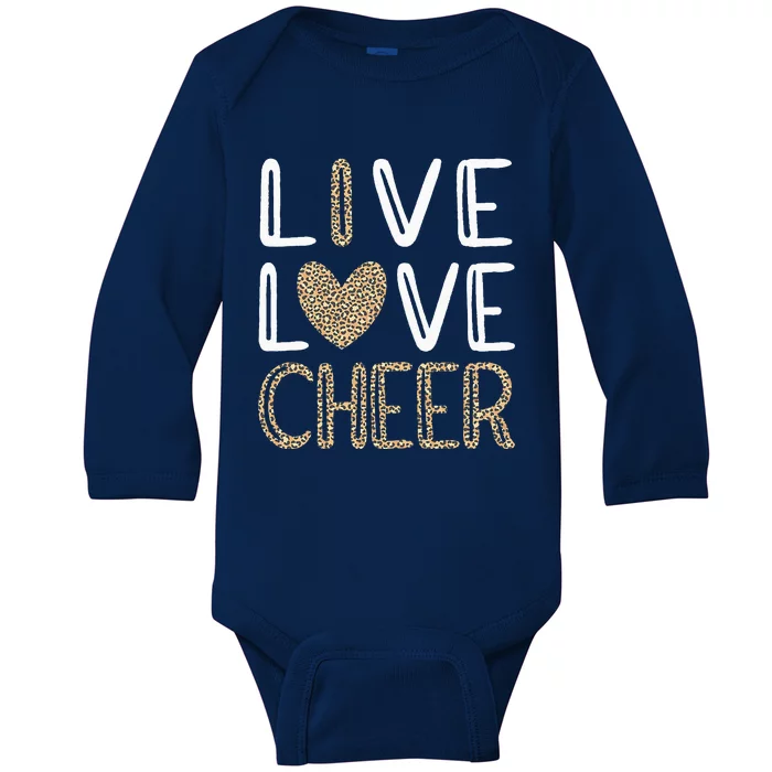 Funny Cheerleading Leopard Cheetah Print Love Cheer Baby Long Sleeve Bodysuit