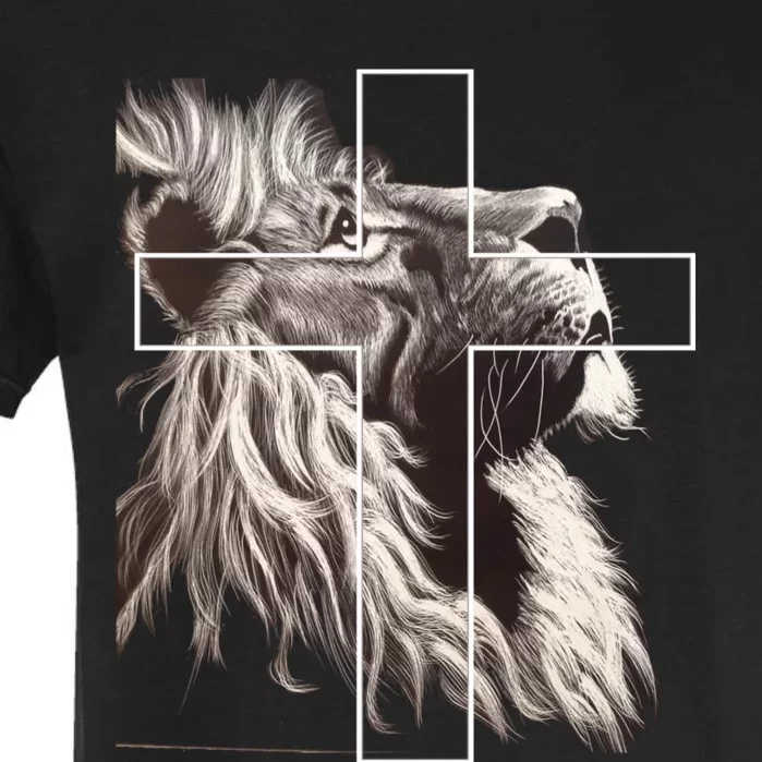 Faith Christianity Lion Cross Believer Jesus Lion Of Judah Christian Cross Garment-Dyed Heavyweight T-Shirt