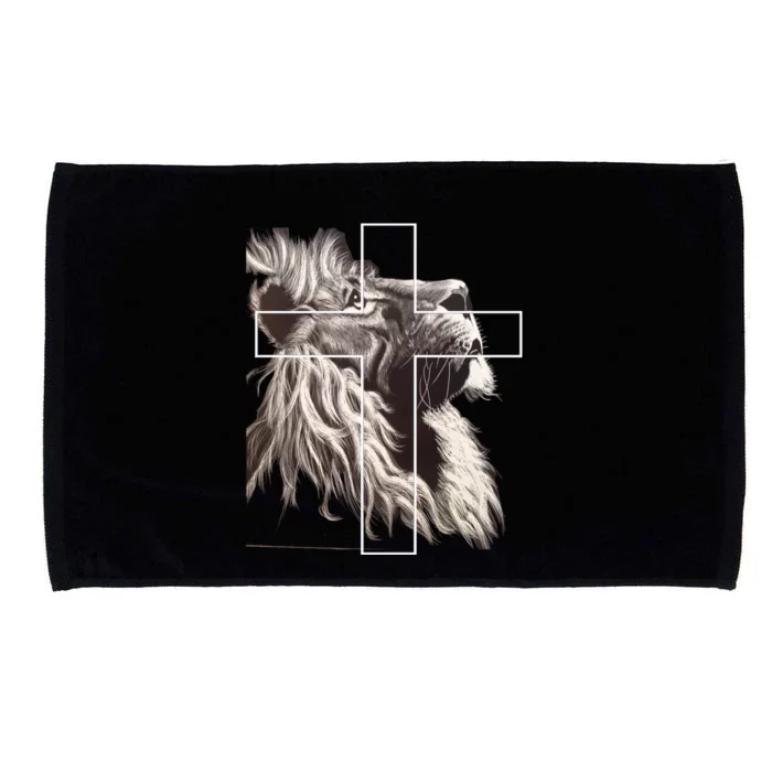 Faith Christianity Lion Cross Believer Jesus Lion Of Judah Christian Cross Microfiber Hand Towel