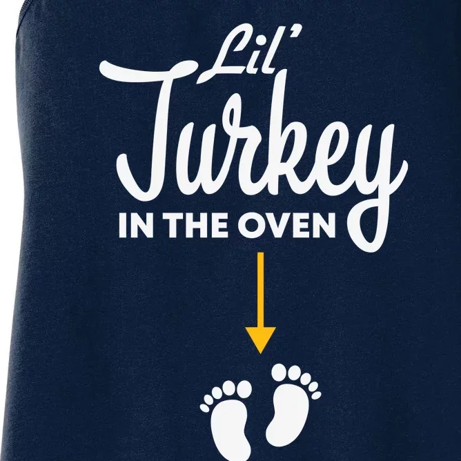 Funny Cute Lil Turkey In The Oven Pregnancy Graphics Women's Racerback Tank