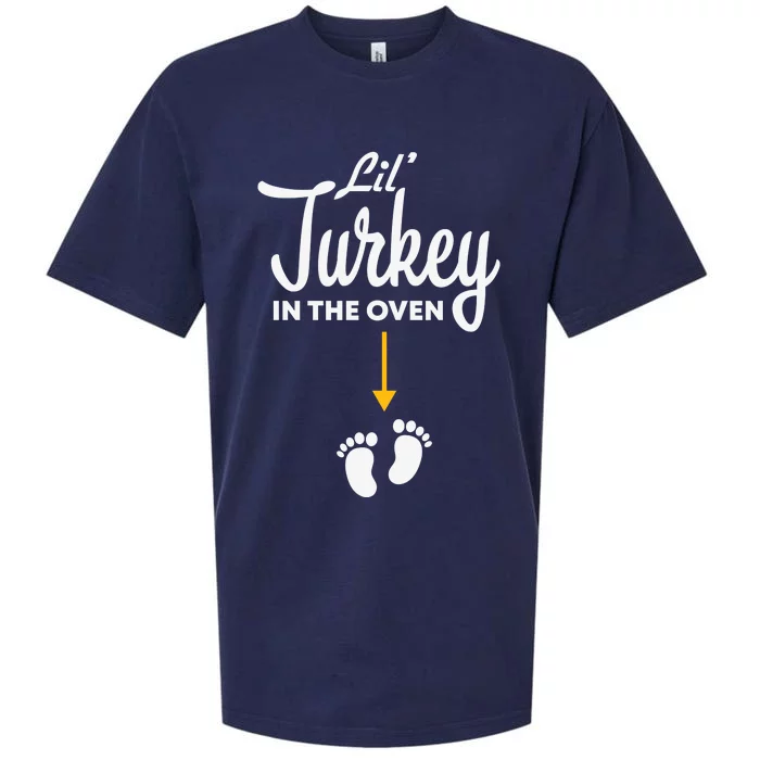 Funny Cute Lil Turkey In The Oven Pregnancy Graphics Sueded Cloud Jersey T-Shirt