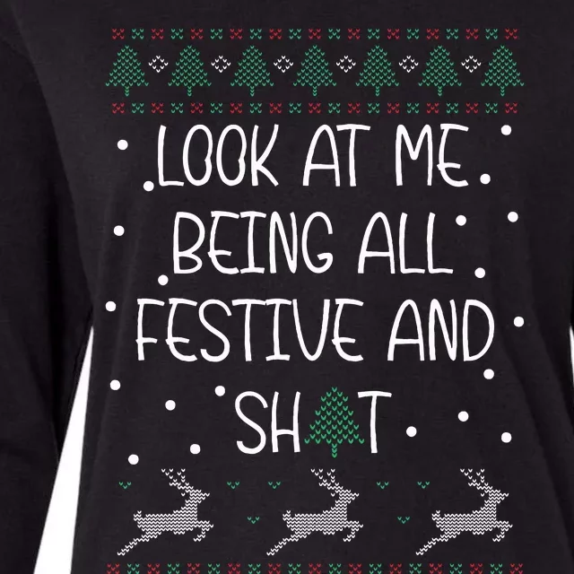 funny christmas look at me being all festive Humorous Xmas Womens Cotton Relaxed Long Sleeve T-Shirt