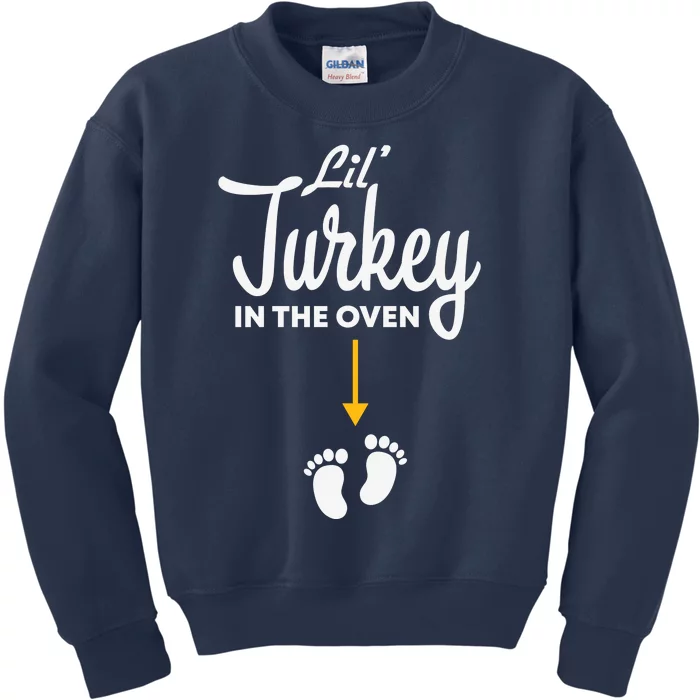 Funny Cute Lil' Turkey In The Oven Pregnancy Thanksgiving Kids Sweatshirt