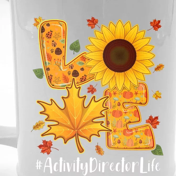 Funny Cute Love Activity Director Life Thanksgiving Autumn Fall Leaf Front & Back Beer Stein