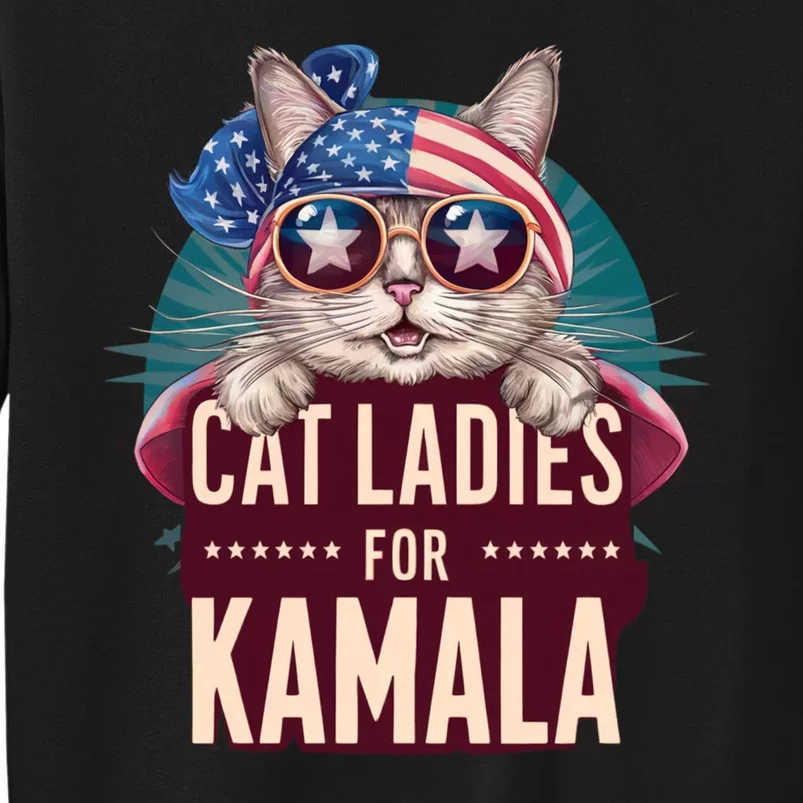 Funny Cat Ladies For Kamala American Flag Cute Cat Gift Sweatshirt