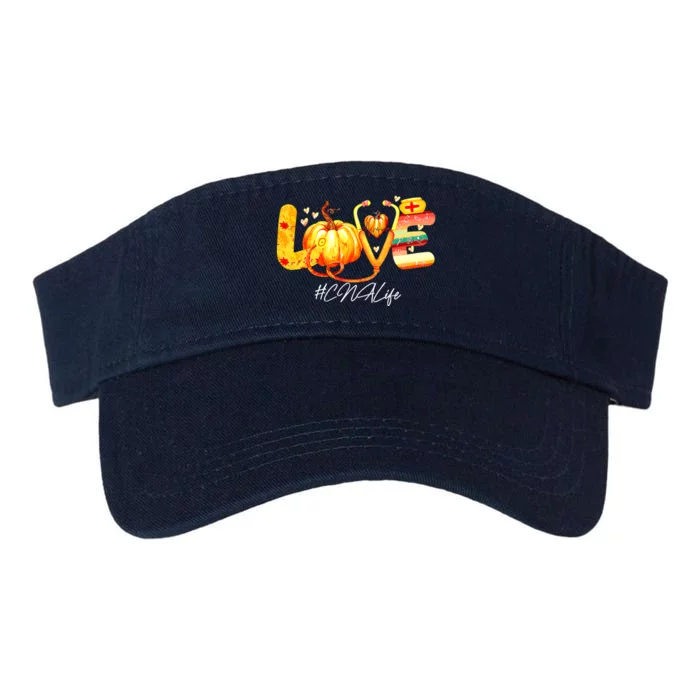 Funny Cute Love CNA Life Pumpkin Fall Autumn Thanksgiving Nursing Valucap Bio-Washed Visor