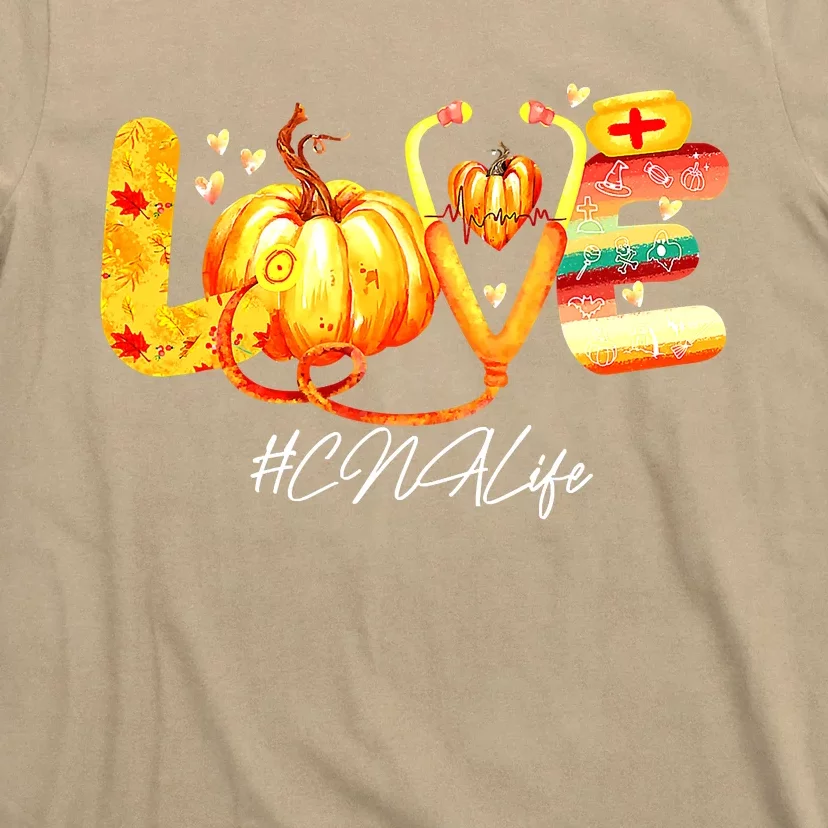 Funny Cute Love CNA Life Pumpkin Fall Autumn Thanksgiving Nursing T-Shirt