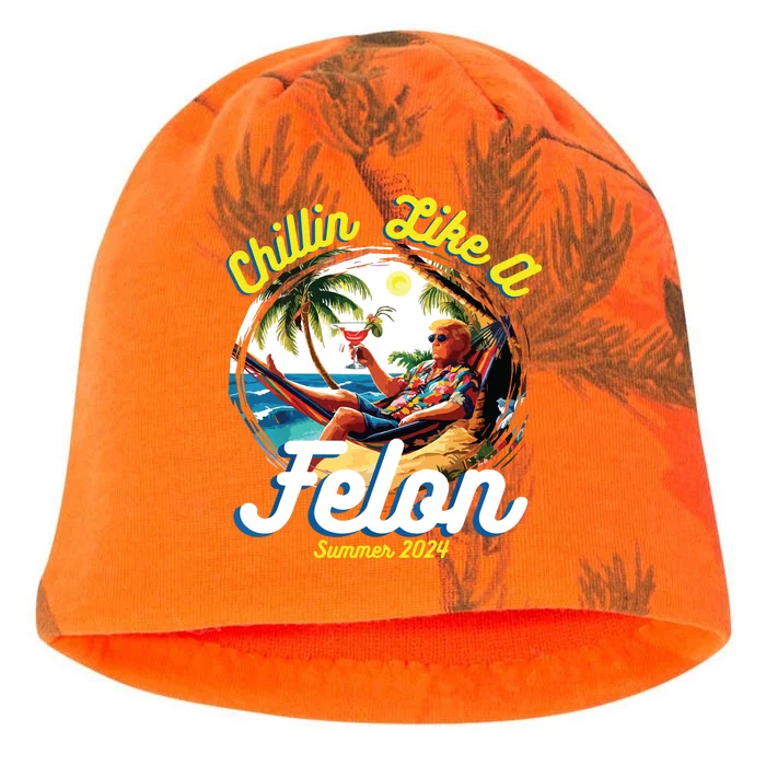 Funny Chillin Like A Felon Summer 2024 2024 Trump Supporter Kati - Camo Knit Beanie