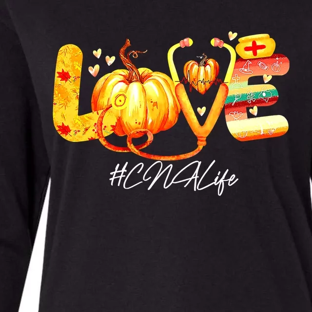 Funny Cute Love CNA Life Pumpkin Fall Autumn Thanksgiving Nursing Womens Cotton Relaxed Long Sleeve T-Shirt