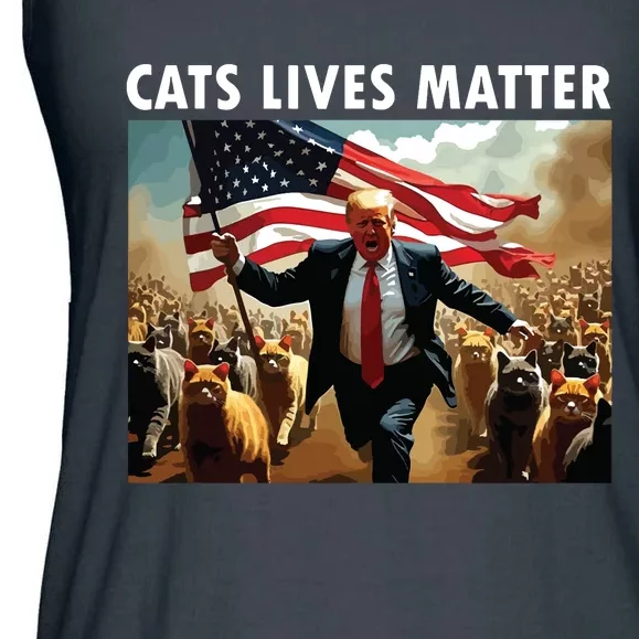 Funny Cat Lives Matter Pres Election 2024 Cats Dogs Pets Ladies Essential Flowy Tank