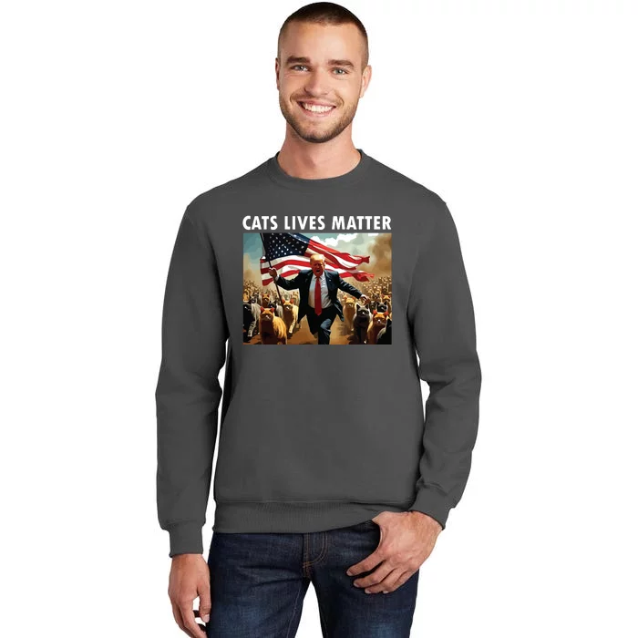 Funny Cat Lives Matter Pres Election 2024 Cats Dogs Pets Tall Sweatshirt