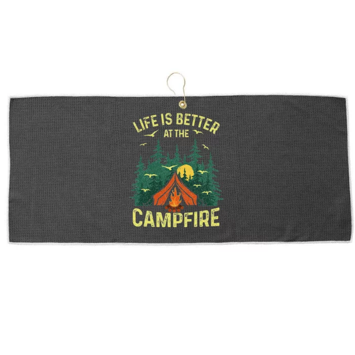 Funny Camping Lover Design Camping Vacationist Large Microfiber Waffle Golf Towel