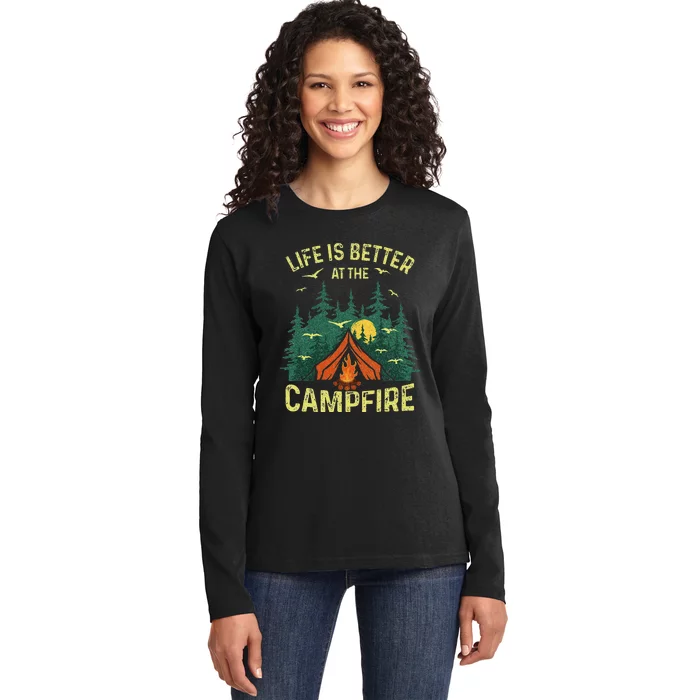 Funny Camping Lover Design Camping Vacationist Ladies Long Sleeve Shirt