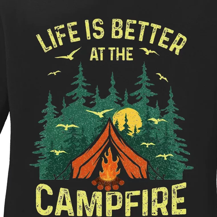 Funny Camping Lover Design Camping Vacationist Ladies Long Sleeve Shirt