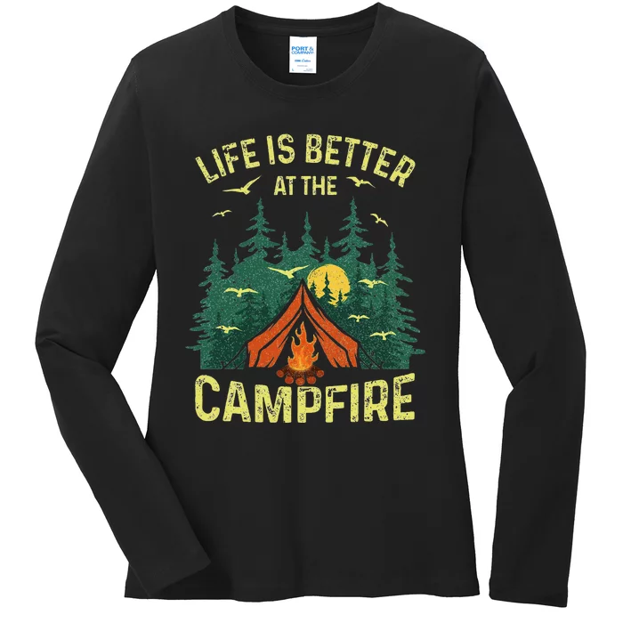 Funny Camping Lover Design Camping Vacationist Ladies Long Sleeve Shirt