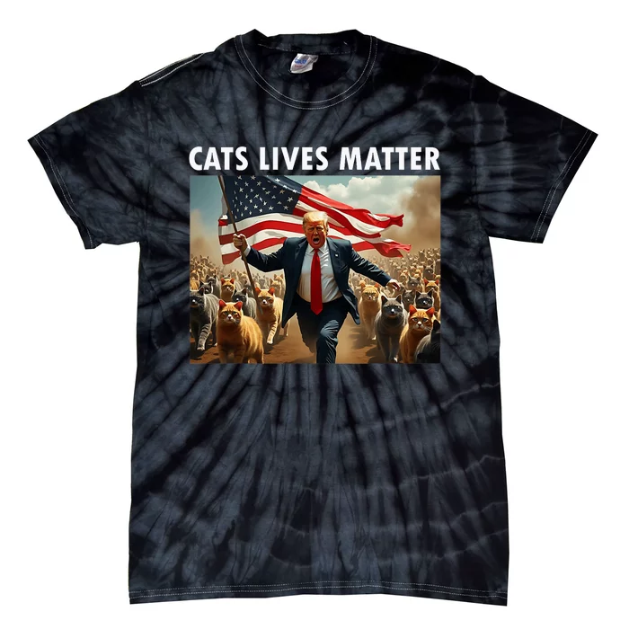 Funny Cat Lives Matter Pres Election 2024 Cats Dogs Pets Tie-Dye T-Shirt