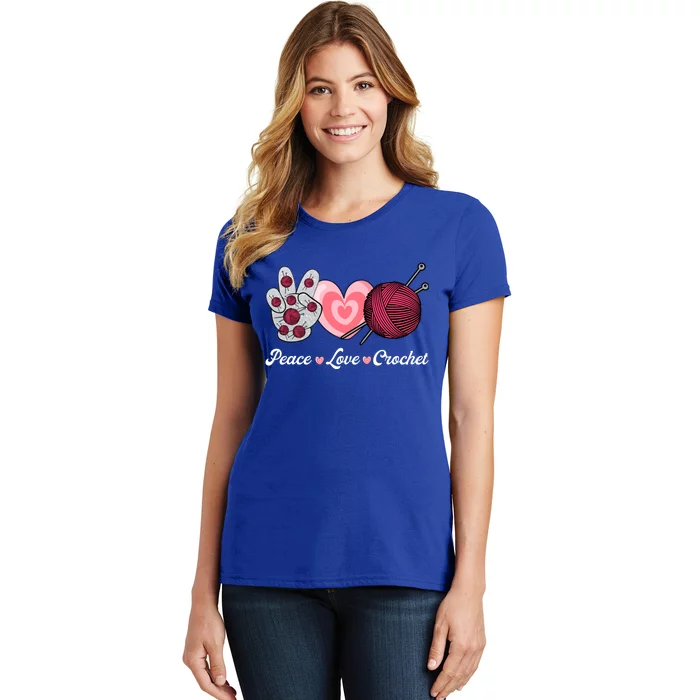 Funny Crocheting Lover Gift Peace Love Crochet Great Gift Women's T-Shirt