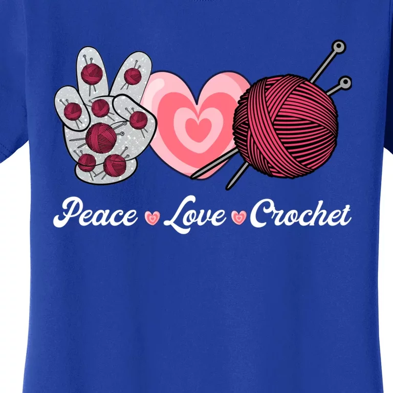 Funny Crocheting Lover Gift Peace Love Crochet Great Gift Women's T-Shirt