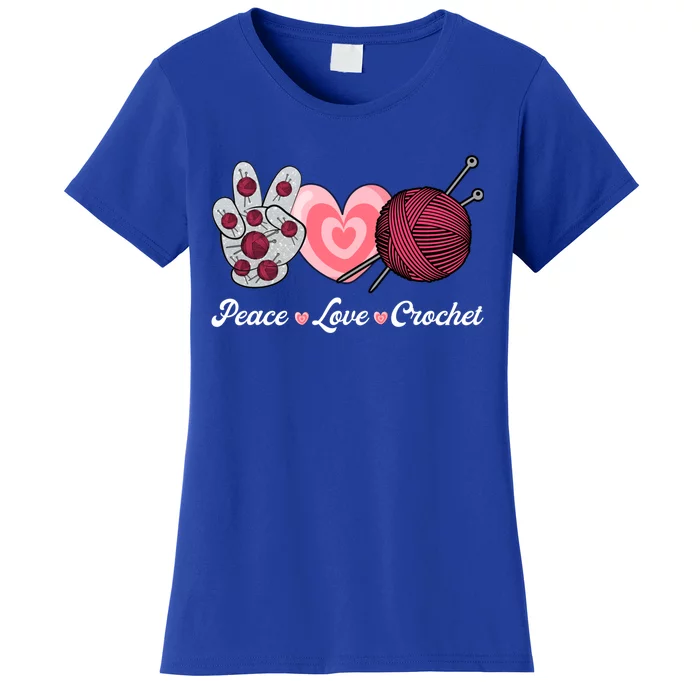 Funny Crocheting Lover Gift Peace Love Crochet Great Gift Women's T-Shirt