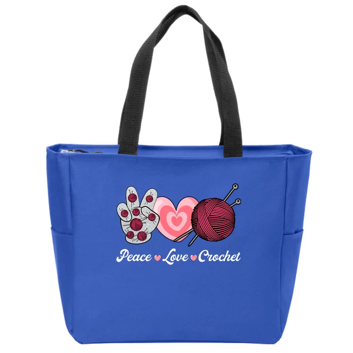 Funny Crocheting Lover Gift Peace Love Crochet Great Gift Zip Tote Bag