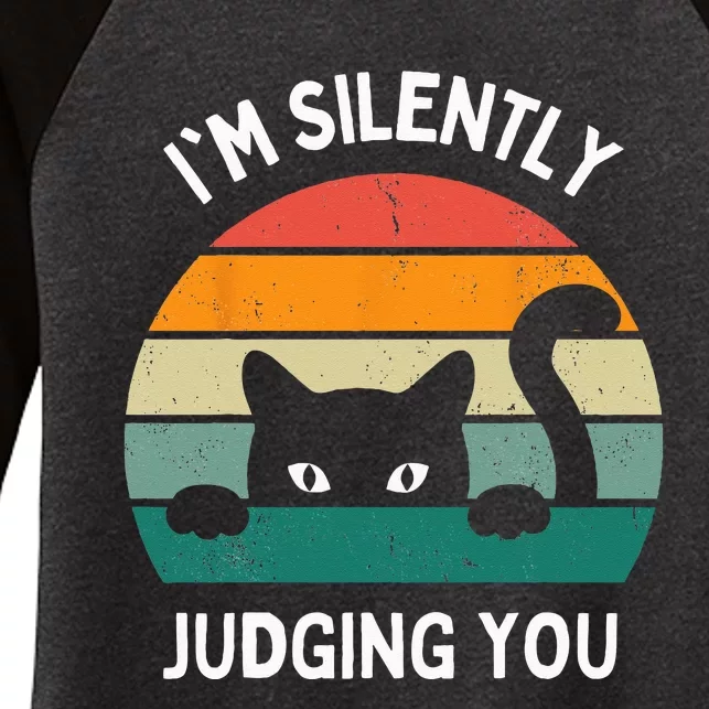 Funny Cats Lover Gifts I'm Silently Judging You Black Cat Women's Tri-Blend 3/4-Sleeve Raglan Shirt