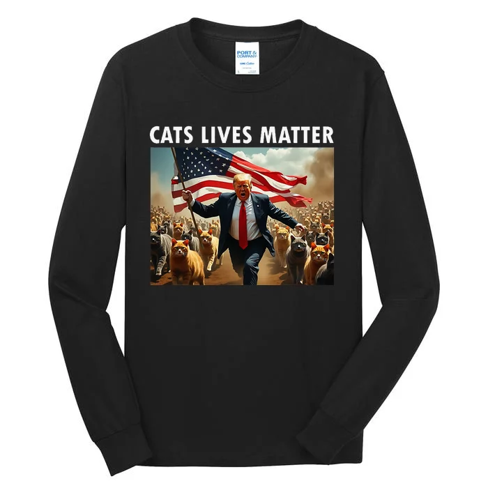 Funny Cat Lives Matter Pres Election 2024 Cats Dogs Pets Tall Long Sleeve T-Shirt