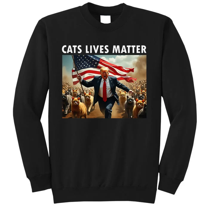 Funny Cat Lives Matter Pres Election 2024 Cats Dogs Pets Tall Sweatshirt