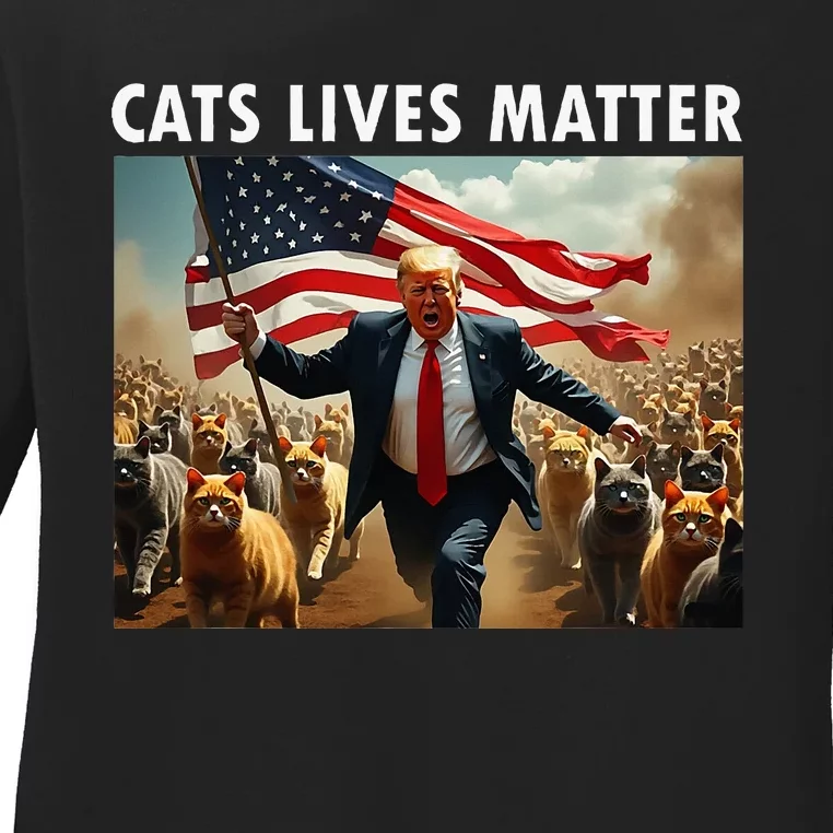 Funny Cat Lives Matter Pres Election 2024 Cats Dogs Pets Ladies Long Sleeve Shirt