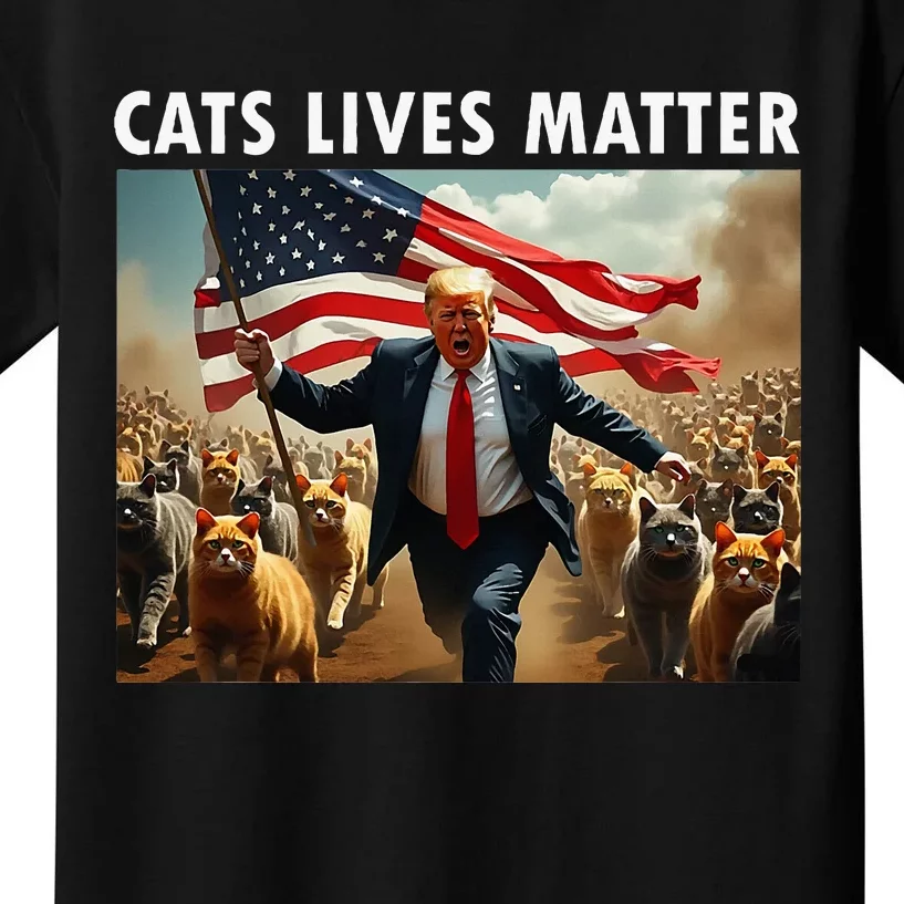 Funny Cat Lives Matter Pres Election 2024 Cats Dogs Pets Kids T-Shirt