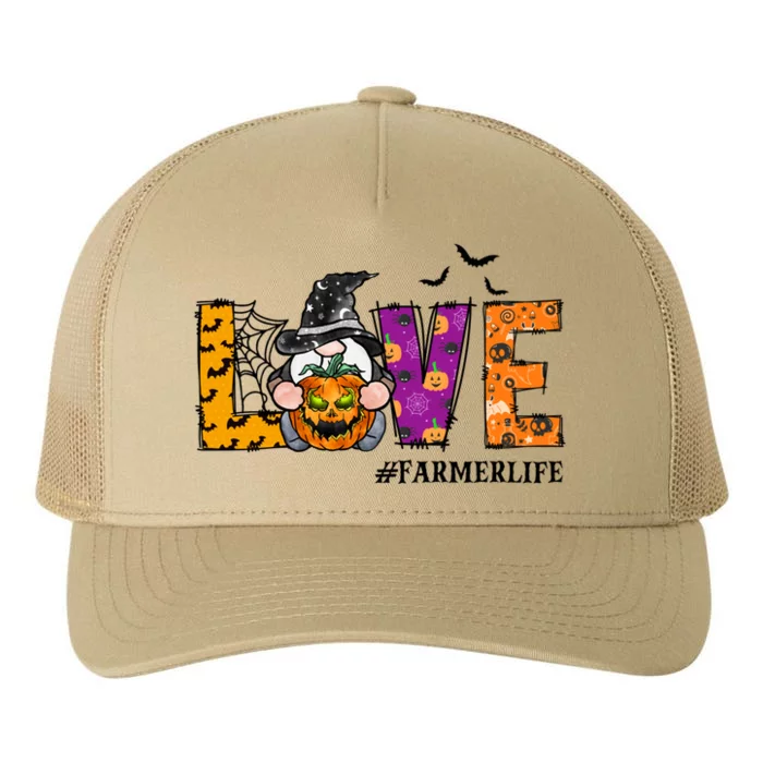 Funny Cute Love Farmer Life Thanksgiving Halloween Gnome Autumn Pumpkin Gift Yupoong Adult 5-Panel Trucker Hat