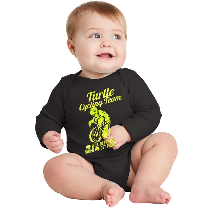 Funny Cycling Lover Cycle Design Bike Tour Bicycle Turtle Baby Long Sleeve Bodysuit