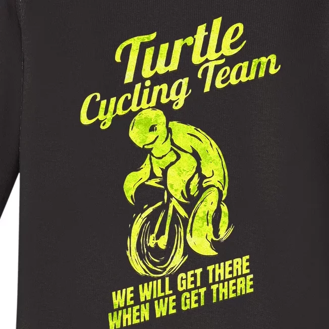 Funny Cycling Lover Cycle Design Bike Tour Bicycle Turtle Baby Long Sleeve Bodysuit