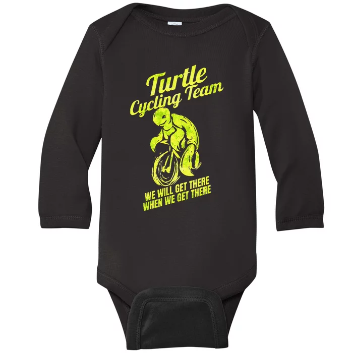 Funny Cycling Lover Cycle Design Bike Tour Bicycle Turtle Baby Long Sleeve Bodysuit