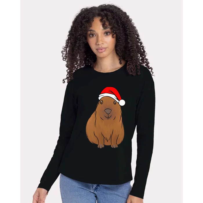 funny Capybara Lover Cute Christmas Capybara Womens Cotton Relaxed Long Sleeve T-Shirt