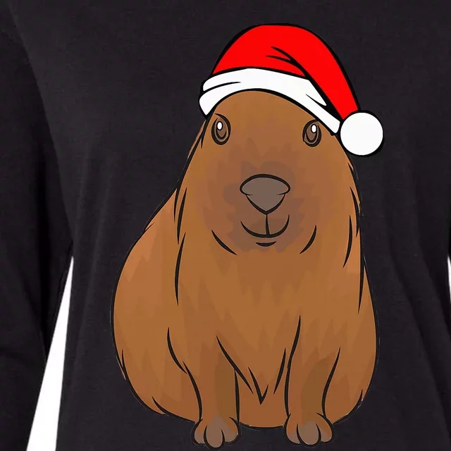 funny Capybara Lover Cute Christmas Capybara Womens Cotton Relaxed Long Sleeve T-Shirt