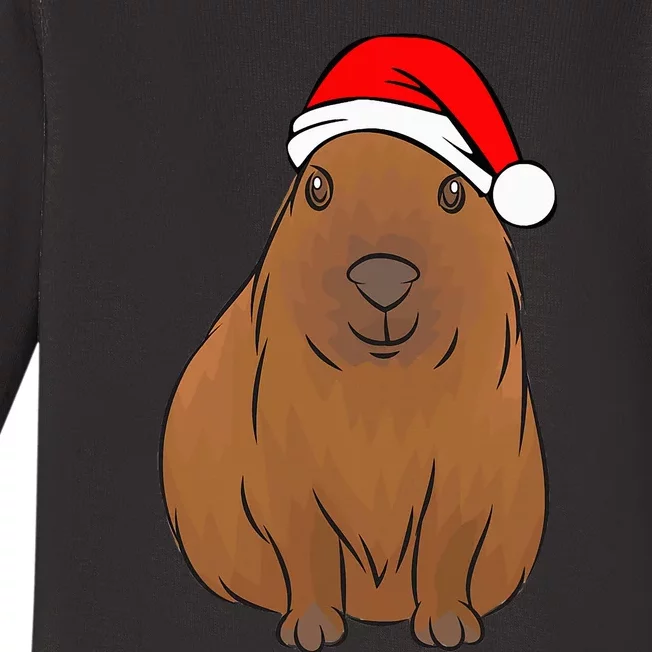 funny Capybara Lover Cute Christmas Capybara Baby Long Sleeve Bodysuit